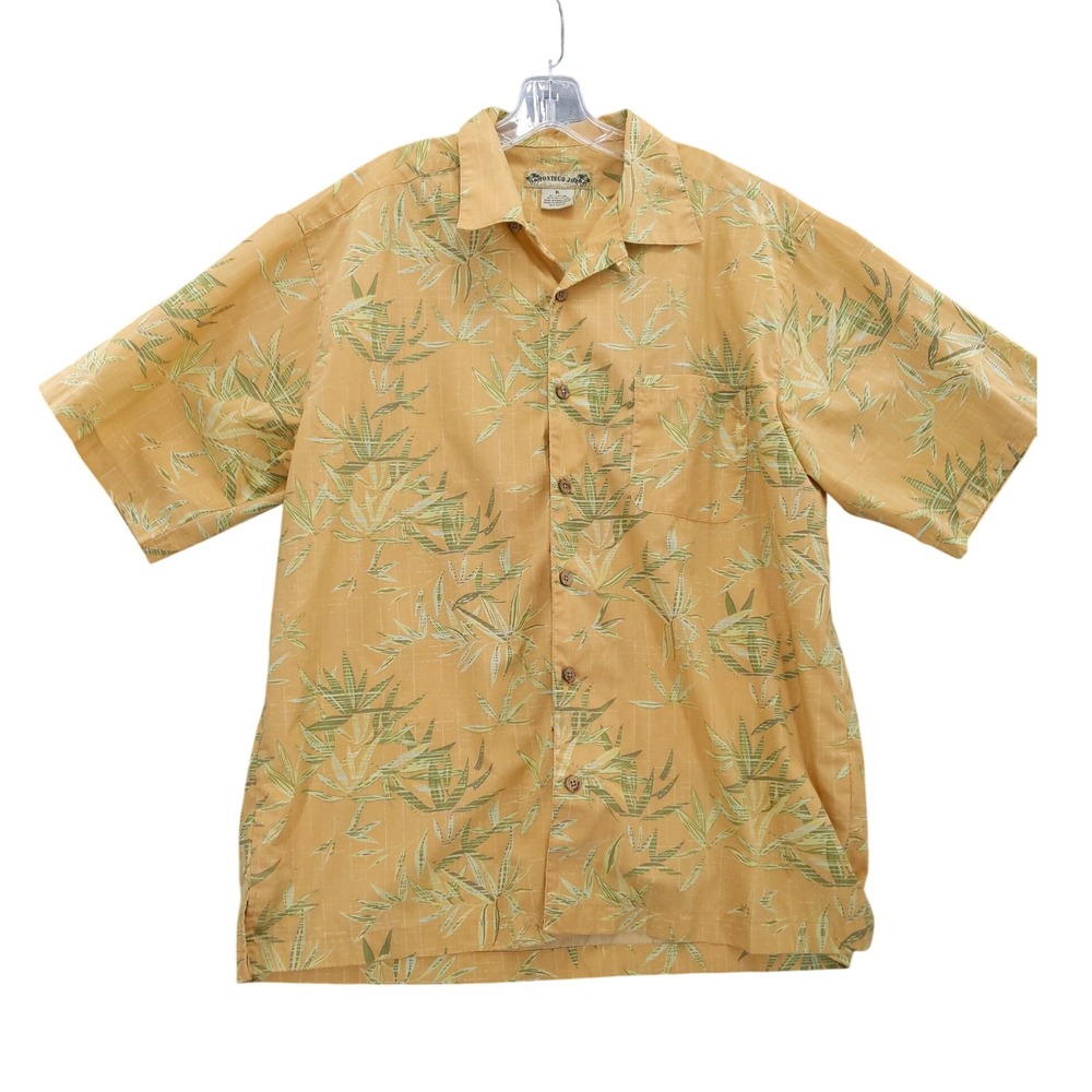 Montego‎ Bay Camp Shirt Tropical Leaf Print Button Up Short Sleeve XL